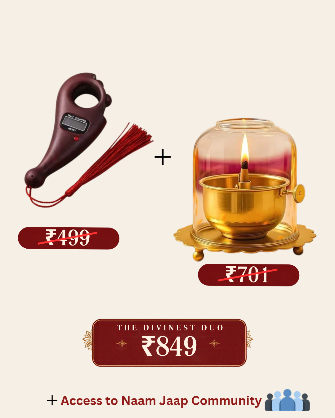 Divinest Naam Jaap Mala + Akhand Jyot Diya with Adjustable Bati